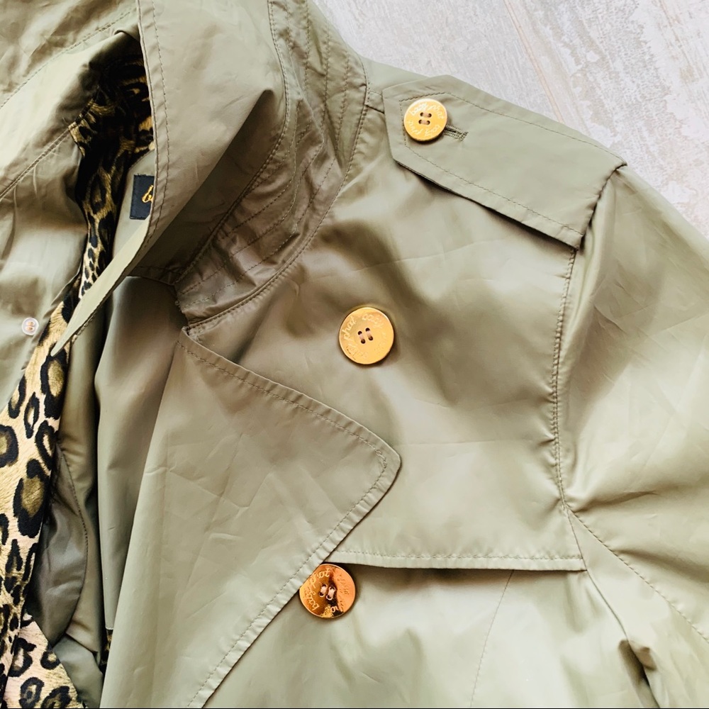Baby Phat Double-Breasted Green Chameleon Leopard Camo Green Trench Coat - Picture 13 of 16